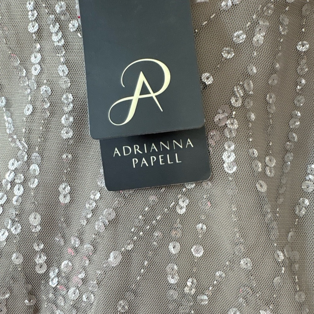 Adrianna Papell Silver Maxi Dress size 2 - Picture 7 of 11